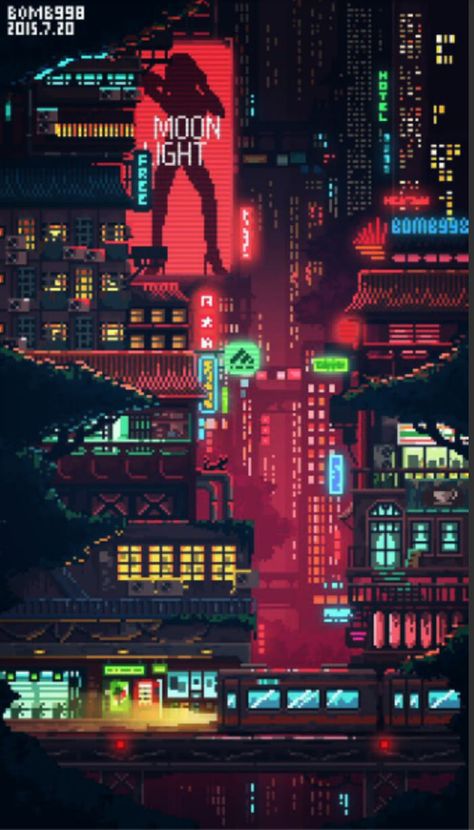 Pixel City, Ville Cyberpunk, Art Cyberpunk, Pixel Art Background, Arte 8 Bits, 8bit Art, City At Night, Cool Pixel Art, New Retro Wave