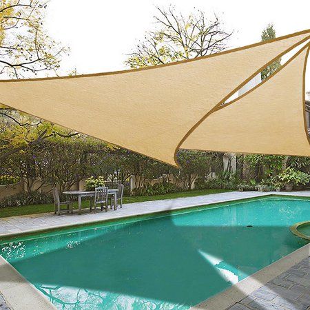 Free Shipping. Buy 2x 16.5' Triangle Sun Shade Sail Patio Deck Beach Garden Yard Outdoor Canopy Cover UV Blocking (Desert Sand) at Walmart.com Shade Sail Patio, Waterproof Pergola, Pergola Covers, Triangle Shade Sail, Triangle Sun Shade, Pool Shade, Beach Canopy, Sail Canopies, Backyard Shade