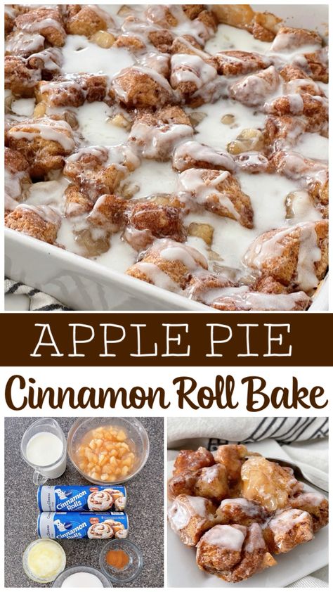 Enjoy a simple and delicious Apple Cinnamon Roll Bake made with pre-made cinnamon roll dough and apple pie filling, perfect for a cozy breakfast or dessert. Apple Walnut Cinnamon Rolls, Cinnamon And Apple Pie Filling, Cinnamon Roll Apple Crisp, Can Cinnamon Rolls And Apple Pie Filling, Apple Recipes Cinnamon Roll, Cinnamon Bun Bake, Apple Monkey Bread With Canned Biscuits Cinnamon Rolls, Recipes Made With Pillsbury Cinnamon Rolls, Apple Dessert With Cinnamon Rolls