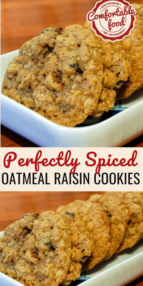 Spiced Oatmeal Raisin Cookies, Spicy Oatmeal Raisin Cookies, Oatmeal Raisin Cookie Recipe, Spiced Oatmeal, Best Oatmeal Raisin Cookies, Raisin Cookie Recipe, Oatmeal Raisin Cookie, Raisin Cookie, Cookie Recipes Oatmeal Raisin