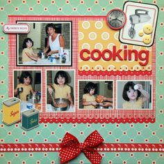 This is really cute. Like everything about this layout. Can use with other subjects, too. Take Initiative, Scrapbook Recipe Book, Recipe Album, Recipe Scrapbook, Family Scrapbook, Christmas Scrapbook, Scrapbook Sketches, Cooking Art, Scrapbook Page Layouts