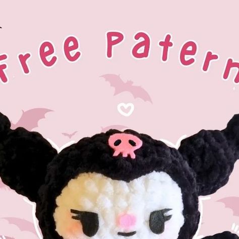 Kuromi Crochet Pattern Free, Kuromi Crochet Pattern, Sanrio Crochet, Kuromi Pattern, Crochet Design Pattern, Crochet Design, So Grateful, Hi Everyone, Cute Crochet