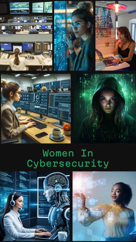 “Collage featuring women in cybersecurity, including images of women coding, cybersecurity symbols, empowering quotes, career tips, tech conferences, and success stories, highlighting their impact in the tech industry.” Women In Cybersecurity, Pinterest Collage, Quotes Career, Digital Security, Women In Tech, Tech Career, Power Of Women, Becoming Her, Career Tips