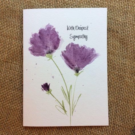 Sympathy card for sending condolences on loss Writing A Sympathy Card, Dog Sympathy Card, Cards Sympathy, Vday Cards, Sympathy Cards Handmade, Cards Watercolor, Condolence Card, Watercolor Beginner, Deepest Sympathy