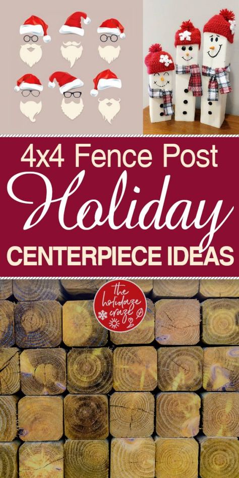 4x4 Fence post Holiday Centerpiece Ideas * The Holidaze Craze 4x4 Posts Ideas, Diy Holiday Centerpieces, Glassed In Porches, Porch Makeover Ideas, Fence Post Crafts, Couples Signs, Christmas Topiaries, Holiday Centerpieces Diy, Thanksgiving Porch