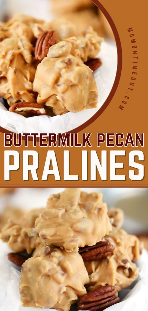 Buttermilk Pecan Pralines, christmas treats, holiday candy recipes Buttermilk Pralines Recipe, Buttermilk Pecan Pralines, Creamy Pralines Recipe, Pralines And Cream, Praline Recipe, Dessert Parfait, Christmas Candies, Fudge Candy, Old Fashioned Candy