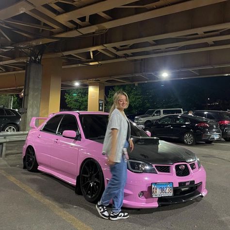 Pink Subaru, Car Pose, Pink Cars, Car Interior Diy, Car Poses, Girly Car, Pink Car, Car Girl, Vroom Vroom