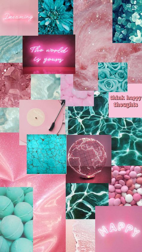 Pink And Turquoise Aesthetic, Pink And Teal Aesthetic, Turquoise Aesthetic Wallpaper, Pink And Teal Wallpaper, Turquoise Aura, Pink Asthetics Wallpaper, Summer Wallpaper Phone, Mint Color Palettes, Pink Restaurant