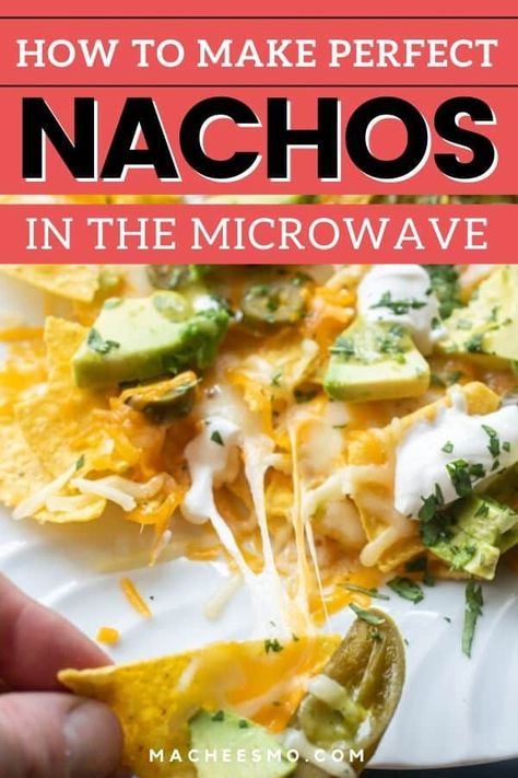 For easy snacks, nothing beats a plate of microwaved nachos! These are no frills, easy to make, and delicious. Plus, these are ready in literally 2 minutes. Enjoy the easy tex-mex snacks! macheesmo.com #nachos #snacks #texmex #microwave Microwave Nachos, Easy Appetizers For Christmas, Meal Planning List, Dorm Meals, Appetizers Italian, How To Make Nachos, Asian Pasta, Easy Nachos, Microwave Meals