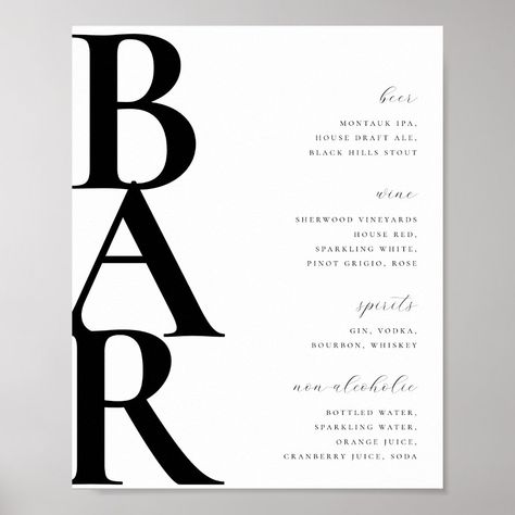 Modern Minimalist Bar Menu List Sign. Bar Business Plan Template, Wine List Menu, Mobile Bartender, Drink Menu Design, Mobile Cocktail Bar, Menu List, Event Bar, Minimalist Bar, 2025 Wedding