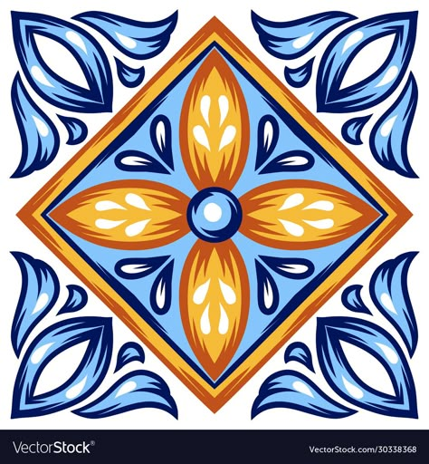 Italian Patterns Traditional, Tile Paint Ideas, Italian Tiles Pattern, Talavera Pattern, Swimwear Prints, Cookbook Cover, Spanish Pattern, Talavera Design, Italian Pattern