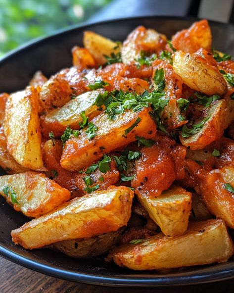 "¡No puedo creer lo deliciosas que son estas patatas bravas! Cada bocado es pura felicidad. 🌟  Ingredientes: - 4 patatas grandes - Aceite de oliva - Pimentón dulce  Para la salsa brava y otros ingredientes, visita el enlace en el primer comentario [👇] [👇].  ¡Sirve con salsa brava y disfruta de este plato clásico español!   #PatatasBravas #ComidaEspañola #RecetasFáciles #CocinaEspañola #Delicioso" Salsa Brava, Good Food, Quick Saves