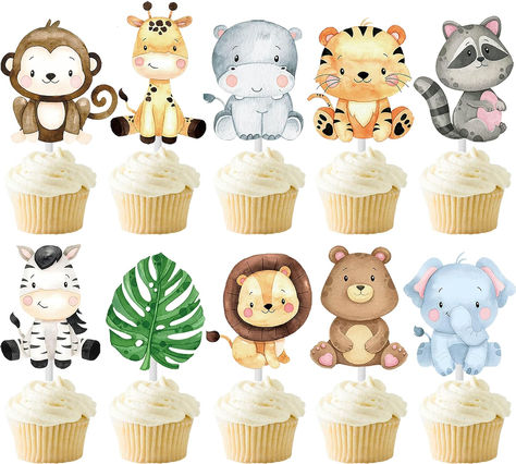 24pcs Jungle Animals Party Cupcake Toppers Decorations Jungle Safari Animal Theme Party Supplies for Zoo Wild Animal Birthday Party Baby Shower Supplies #ad #junglesafari #junglebabyshower #safaribabyshower #babyshower #babyshowerthemes #cupcaketoppers Wild Animal Cupcakes, Safari Cupcakes Jungle Theme, Wild Animal Birthday Party, Wild Animal Birthday, Animal Baby Shower Cake, Safari Cupcakes, Jungle Animals Party, Jungle Safari Baby Shower, Wild Birthday Party