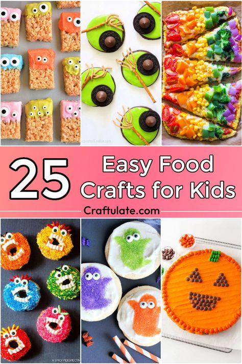 25 Food Crafts for Kids (Edible Crafts and Activities) Fall Baking Activities For Kids, Kindergarten Food Crafts, October Cooking Projects For Kids, Culinary Crafts For Kids, School Age Food Activities, Fun Edible Crafts For Kids, Fun Food Crafts, Edible Crafts For Kids Summer, Fall Edible Crafts For Kids