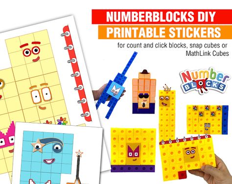 Keith's Toy Box: Numberblocks Printables Numberblocks Printables Free, Number Blocks, Snap Cubes, Free Printable Numbers, Terrible Twos, Printable Numbers, Sticker Template, Face Stickers, Toy Box