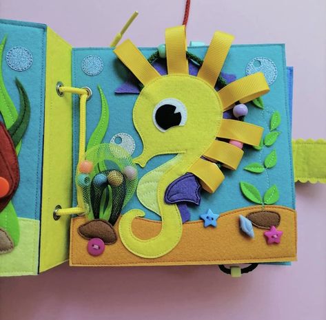 Under The Sea Ideas, Sea Ideas, Felt Quiet Book, Ocean Books, Silent Book, Montessori Books, Baby Quiet Book, Baby Farm Animals, Toddler Quiet Book