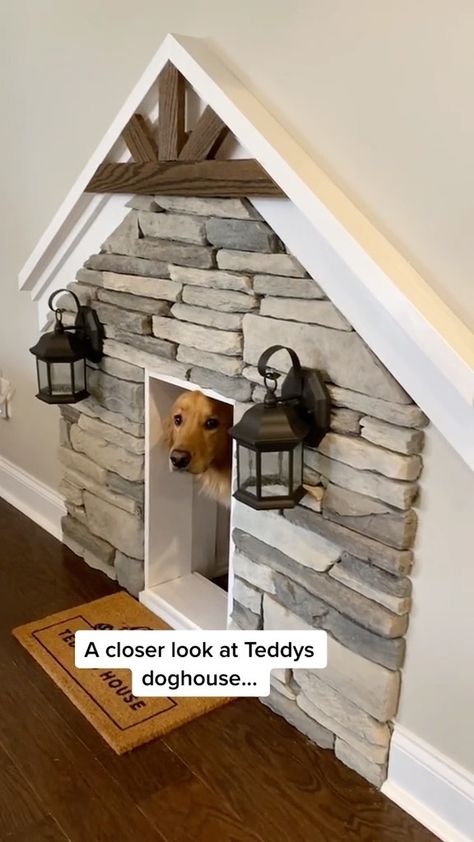 Under The Stairs Dog House, Dog Under Stairs, Diy Doghouse, Stairs Dog House, Under Stairs Dog House, Puppy Smile, Room Under Stairs, Katt Grejer, Dog Den