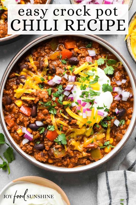 Crockpot Sweet Chili Recipe, Chilli Recipe Crockpot Healthy, Meaty Chili Recipe Crockpot, Best Chili Crockpot Recipes, Classic Chili Recipe Crock Pot, Chilli Recipe Crockpot Beef, Chilli In Crock Pot, Crock Pot Chili No Beans, Crockpot Chili With Vegetables