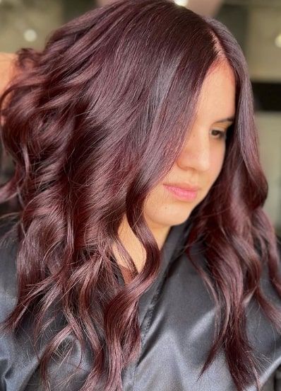 Dark Red Velvet Burgundy Hair Color Hair Color Dark Red, Burgundy Hair Color, Dark Red Velvet, Trendy Updos, Lady Lovely Locks, Brooklyn And Bailey, Wine Hair, Cute Hair Colors, Hair Color Burgundy