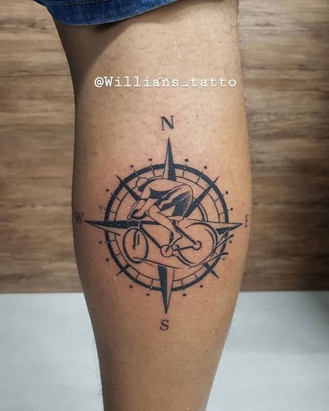 Cycling Tattoo Ideas, Cycling Tattoos For Men, Bicycle Tattoos For Men, Cycling Tattoo Bicycles, Tattoo Wade, Tattoo Bike, Cycling Tattoo, Calf Tattoo Men, Running Tattoo