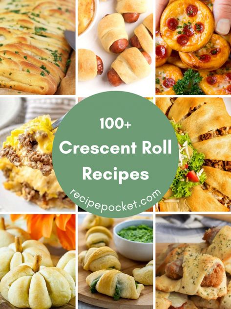 Crescent Roll Recipes | Recipe Pocket Crescent Roll Meals, Meals With Crescent Rolls, Cresent Roll Appetizer Recipes, Crescent Roll Dinner Recipes, Crescent Sheet Recipes, Crescent Roll Dinner, Pillsbury Ideas, Crescent Roll Recipes Appetizers, Crescent Rings