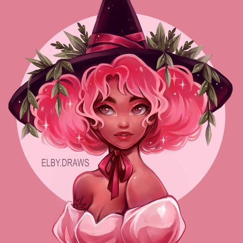 #drawthisinyourstylechallenge by @tasia.m.s . . . . #dtiys #drawthisinyourstyle #artoninsta #digitalart #witch #pinkhair #darkskin… Black Witch Drawing, Halloween Girl Drawing, Witch Art Cute, Pretty Witch Drawing, Goth Girl Character Design, Arte Sketchbook, Witch Art, Magic Art, Black Art Pictures