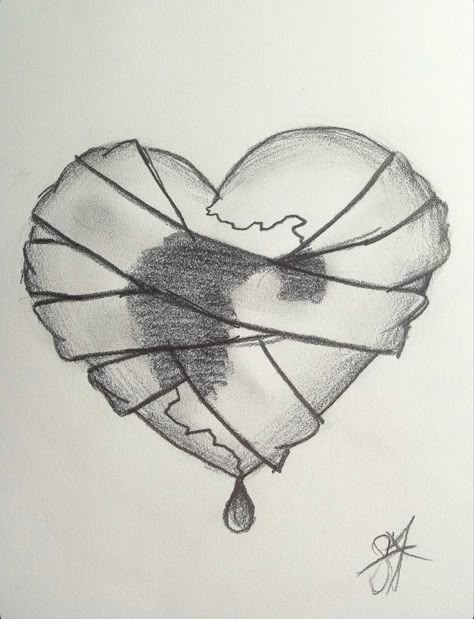 Heart Sketches, Heart Drawings, Scary Drawings, Seni Dan Kraf, Heart Sketch, Meaningful Drawings, Heart Drawing, Easy Drawings Sketches, Book Art Drawings