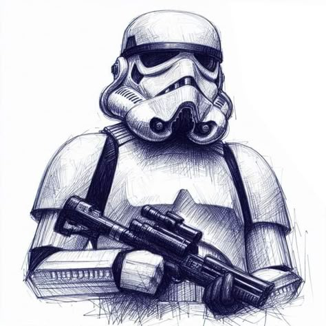 Starwars Drawing Ideas, Sketches Star Wars, Star Wars Sketches, Storm Trooper Drawing, Star Wars Art Drawings Sketch, Star Wars Drawings Pencil, Stormtrooper Drawing, Darth Vader Pencil Drawing, Atat Star Wars Drawing