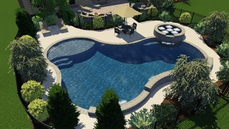 Freeform Pool Designs, Oasis Pool, Freeform Pools, Green Pool, Outdoor Pool Area, Pools Backyard Inground, Pool Remodel, Pool Lounger, Concrete Pool