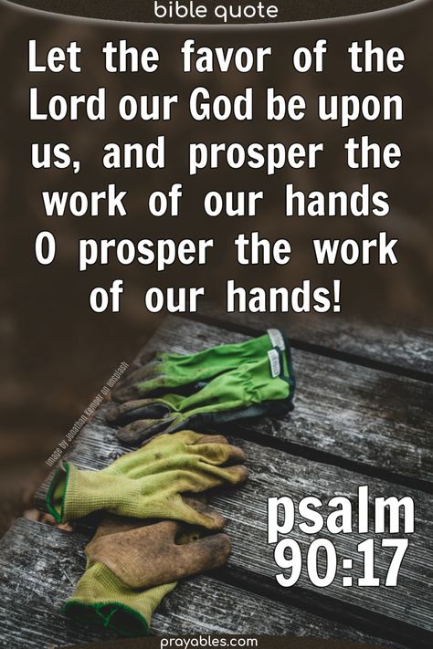 Let the favor of the Lord our God be upon us, and prosper for us the work of our hands— O prosper the work of our hands!  Psalm 90:17   ~ It's a Bible quote, work quote and psalm quote all in one inspirational bible verse. May God bless you to prosper! Psalm 90 17, Bible Graphic, Psalm 90, Psalms Quotes, Quote Work, Work Quote, Inspirational Bible Verse, Eagle Wings, Bible Quote