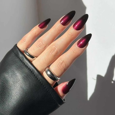 20 Dark Nail Ideas to Inspire Your Next Winter Manicure Spooky Winter Nails, Witchy Dip Nails, Dark Red Ombré Nails, Manon Blackbeak Nails, Ombre Nails Dark Colors, Gel Nail Inspiration, Cauldron Nails, Nail Ideas For Dark Skin, Fall Nails For Pale Skin