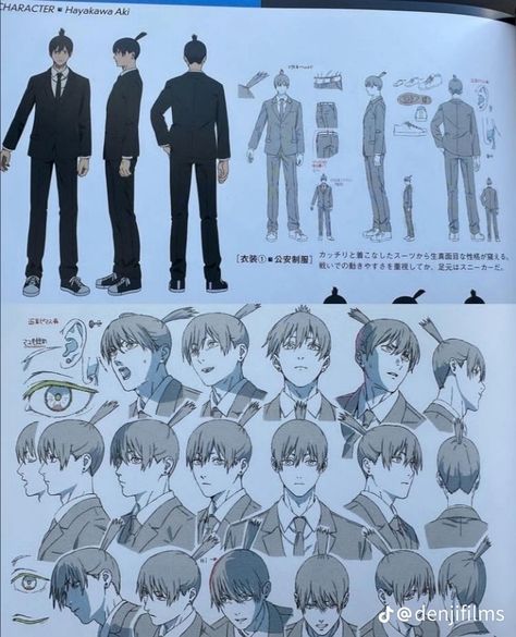 Kon Chainsawman, Anime Character Sheet, Aki Hayakawa, Nijirô Murakami, Drawing Cartoon Faces, Character Artist, Character Model Sheet, Arte Cyberpunk, Man Character