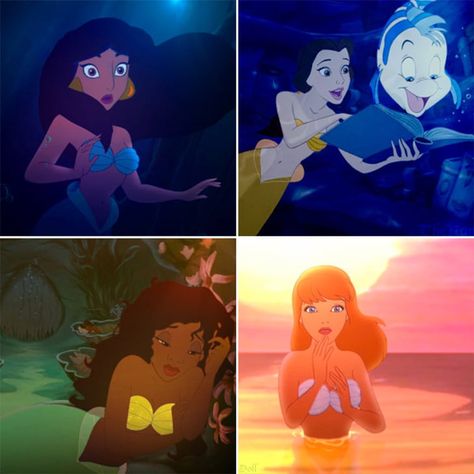 Disney Princesses as Mermaids GIFs Disney Princess Mermaids, Jasmine Mermaid, Disney Princesses As Mermaids, Mermaid Gifs, Princess Mermaid, Girly Hair, Disney Fanart, Disney Crossovers, Amazing Gifs