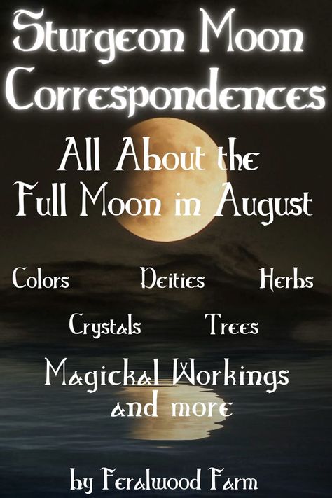 Learn about the Sturgeon Moon, August’s Full Moon. Learn about the history, alternative names, correspondences, and how to utilize its energy in your magickal workings. #witchcraft #fullmoon #moonmagick August Full Moon 2023, Sturgeon Moon Ritual, New Moon August 2024, Blue Super Moon August 2023, Sturgeon Moon 2024, Full Moon August 2024, Super Sturgeon Moon, Moon Correspondences, Blue Moon Rituals