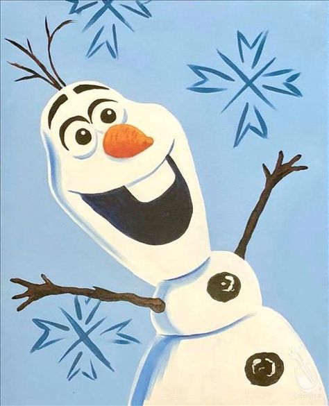 55+ Easy Winter Canvas Painting Ideas For Beginners | ACRYLIC PAINTING SCHOOL Cute Paintings Disney, Disney Characters Paintings, Frozen Canvas Painting, Disney Character Paintings, Painting Ideas Cartoon Characters, Olaf Painting, New Painting Ideas, Characters Painting, Paintings For Kids