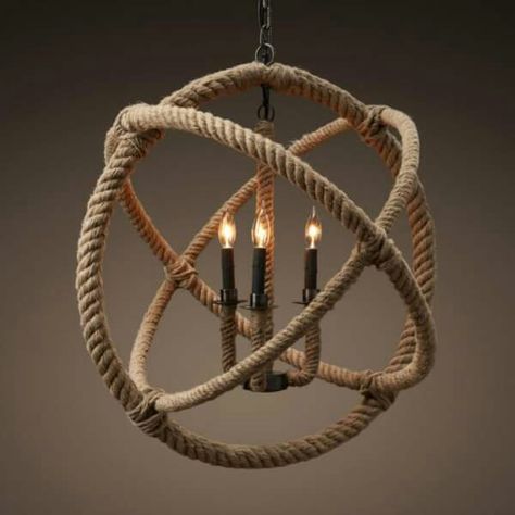 Would love to try this Diy Restoration Hardware, Rope Chandelier, Orb Chandelier, Diy Lampe, Rope Decor, Inexpensive Home Decor, Deco Luminaire, Diy Chandelier, Affordable Decor