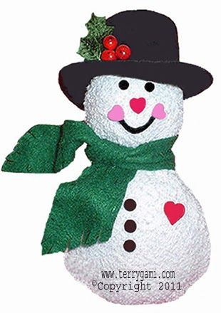 Washcloth Snowman Washcloth Angel   TerryGami, 15 Cloth Toy and Ornament Projects for Crafters, Teachers, and Children T... Washcloth Snowman, Baby Washcloth Animals, Washcloth Elephant, Washcloth Animals, Towel Origami, Washcloth Crafts, Christmas Crafts Snowman, Towel Folding, Towel Animals