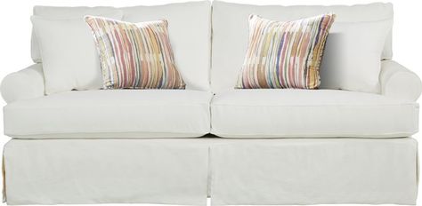 Cindy Crawford Sofas & Couches Denim Sofa, Cindy Crawford Home, Pc Table, Loveseat Slipcovers, White Cotton Fabric, Rooms To Go, White Sofas, Cindy Crawford, Toss Pillows