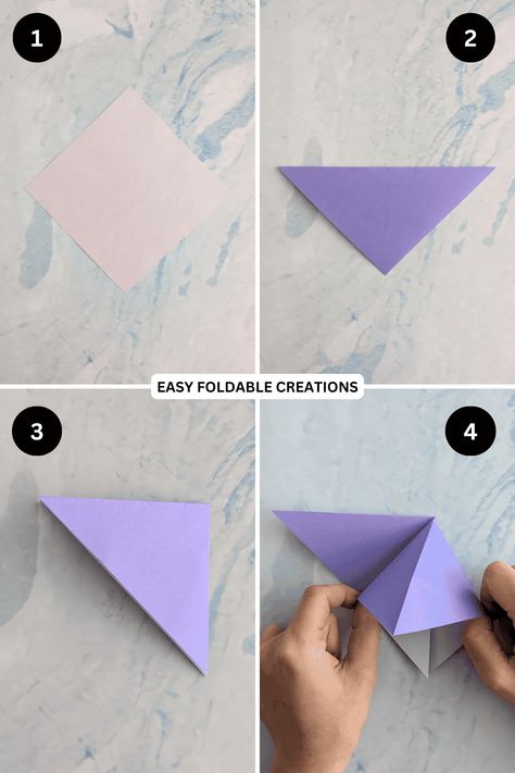 Paper Crane | Easy Foldable Creations How To Fold A Paper Crane, Paper Crane Tutorial, Origami Crane Step By Step, Origami Christmas Tree Card, Origami Pumpkin, Christmas Tree Napkin Fold, Origami Santa, Basic Origami, Christmas Tree Gift Tags