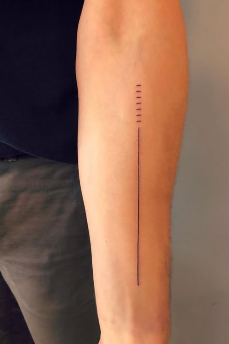 Coordinates Tattoo Inner Bicep, Vertical Tricep Tattoo, Minimal Tattoo Geometric, Tattoo Lines Geometric, Linear Tattoo Men, Geometric Angel Tattoo, Line Tattoo Forearm, Floral Tattoo Drawing, Doodles Geometric