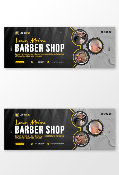 Luxury Modern Barber Shop Facebook Cover Templates#pikbest#Templates#Others Barber Shop Banner Design, Barber Shop Background, Modern Barber Shop, Barber Design, Shop Banner Design, Cover Photo Design, Photo Cover, Best Banner, Facebook Cover Design