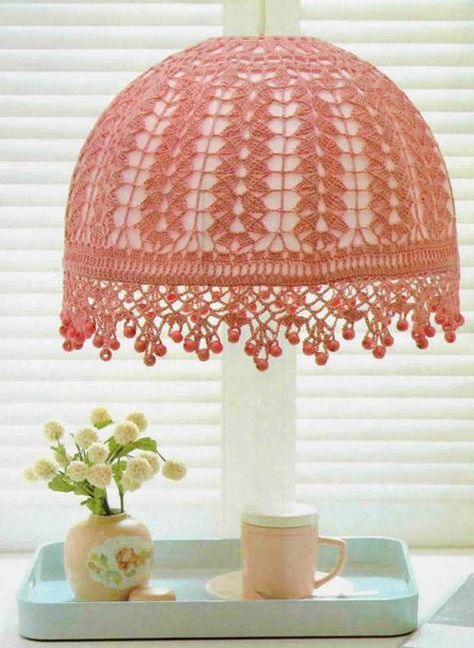 crochet ideas | 35 Modern Ideas for Crochet Designs, Latest Trends in Decorating Crochet Lampshade, Crochet Lamp, Bohemian Diy, Beau Crochet, Lamp Makeover, Confection Au Crochet, Steel Crochet Hooks, Crochet Home Decor, Motif Vintage