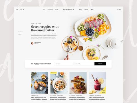 Food Blog Inspiration, Food Blog Template, Cooking Website Design, Food Blog Website Design, Cooking Blog Design, Food Blog Website, Food Blog Design, Cooking Website, Food Website Design