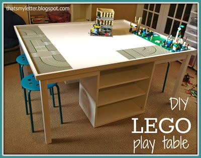 Build: giant lego table A giant lego play table space designed for storage and seating area: After multiple sketches and ideas my friend’s husband came up with a beautifully executed layout incorporating 2 IKEA Besta shelves and 4 IKEA Marius stools: I simply executed his sketch up and built a great big lego playspace. The... Read more Lego Play Table, Lego Storage Diy, Diy Lego Table, Lego Table With Storage, Lego Play, Lego Table Diy, Lego Organization, Kids Play Table, Big Lego