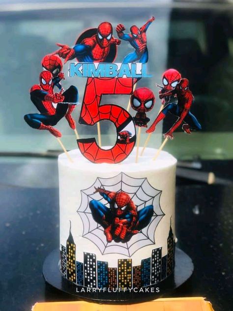 Spiderman Cake With Edible Image, Spiderman Cakes, Spiderman Cake Ideas, Spider Man Cake, Spiderman Theme Party, Spiderman Cake Topper, Candyland Cake, Spiderman Birthday Cake, Birthday Cake For Husband