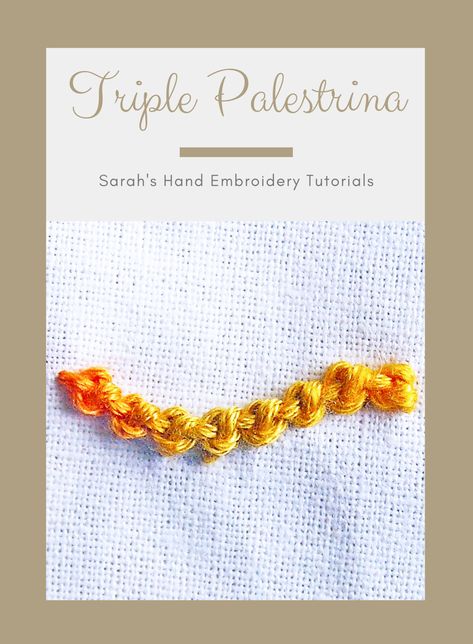 Pinwheel Stitch Embroidery, Split Stitch Embroidery, Sorbello Stitch Embroidery, Palestrina Stitch Embroidery, Embroidery Leaf Stitch Tutorial, Palestrina Stitch, Stump Work, Canvas Embroidery, Basic Hand Embroidery Stitches