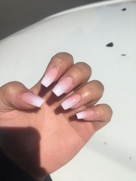 Ombré nails white and pink Pink And White Ombre Acrylic Nails, White Cross Nails, Baby Pink And White Nails, White Ombre Acrylic Nails, White Pink Ombre, Pink And White Ombre, Pink And White Nails, Pink White Nails, Soft Pink Nails