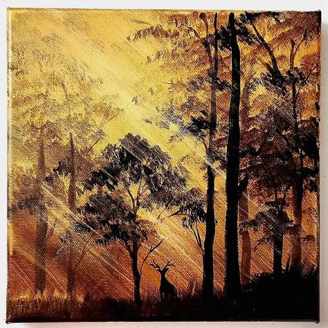 Burnt Forest, Burned Forest Art, Dark Forest Landscape Painting, Sunrise Forest Painting, Golden Forest Painting, Forest Sun Rays Painting, Burnt Umber, Aircraft Art, Forest Landscape