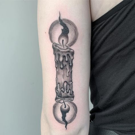 Burn The Candle At Both Ends Tattoo, Burning The Candle At Both Ends, Gothic Candle Tattoo, Double Ended Candle Tattoo, Candle Burning At Both Ends Tattoo, Candle Burning At Both Ends, Burning Candle Tattoo, Cottagecore Tattoos, Bday Tattoo