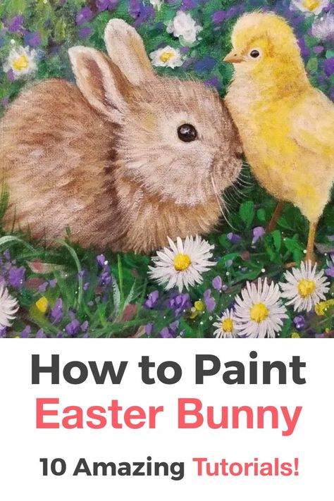 How to Paint Easter Bunny Step by Step the easy way. Learn How to Paint Easter Bunny with the Best 10 Online Video Tutorials with Acrylic, Digital and many more techniques! How to Paint Easter Bunnies, How to Paint an Easter Bunny for Kids and more! Painting Tutorial for Beginners! Bob Ross Painting Videos, Bunny Eyes, Faces Painting, Acrylic Bunny, Bunny Ideas, Eyes Painting, Easter Drawings, Easter Canvas, Easter Paintings